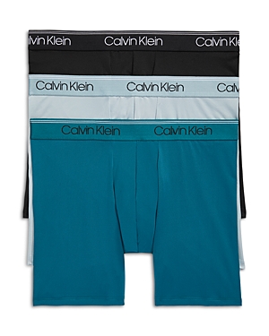 Shop Calvin Klein Microfiber Stretch Wicking Boxer Briefs, Pack Of 3 In N2k Arona/