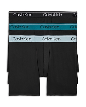 Shop Calvin Klein Microfiber Stretch Wicking Boxer Briefs, Pack Of 3 In N2l Black