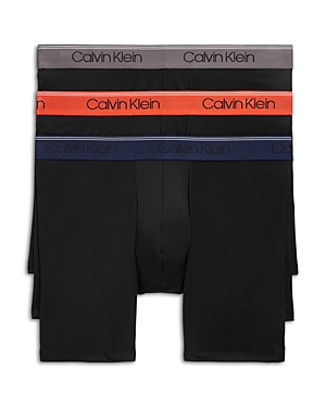 Shop Calvin Klein Microfiber Stretch Wicking Boxer Briefs, Pack Of 3 In N33 Black