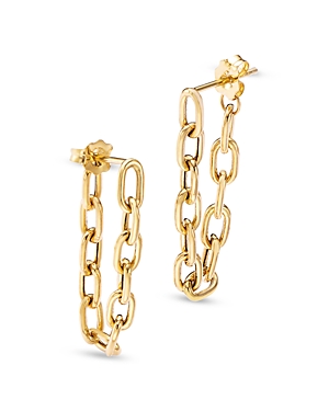 Shop Zoë Chicco 14k Yellow Gold Heavy Metal Square Oval Link Chain Hoop Earrings
