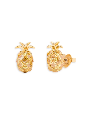 Shop Kate Spade New York Sweet Treasures Cubic Zirconia Pineapple Stud Earrings In Yellow