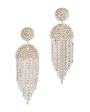 Shop Deepa By Deepa Gurnani Lorelei Crystal & Chain Fringe Statement Earrings In Gold/silver