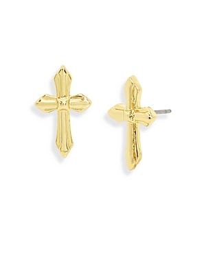 Shop Allsaints Cross Stud Earrings In Gold
