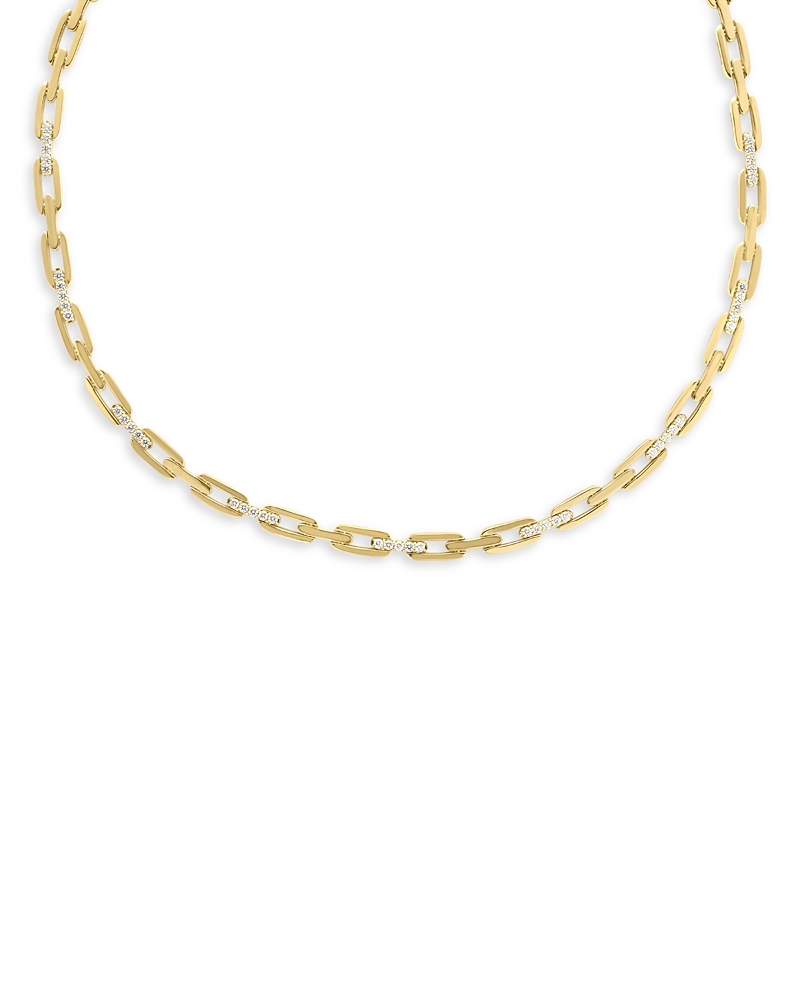 Roberto Coin 18k Yellow Gold Navarra Diamond Open Chain Link Collar Necklace, 18 In Gold