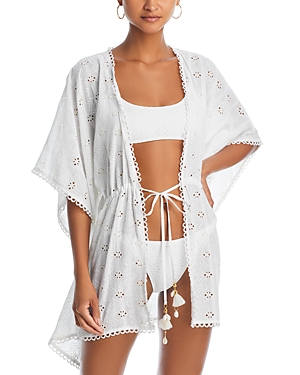 Shop Ramy Brook Zelma Swim Cover Up Tunic In White/sand