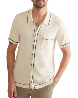 Marine Layer - Wyatt Cotton, Nylon, & Merino Wool Tipped Sweater Knit Standard Fit Button Down Shirt