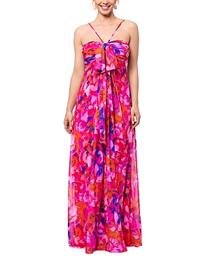Shop Aqua Ruched Maxi Dress - 100% Exclusive In Fushia/coral