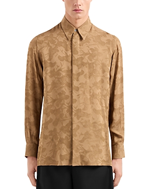 Emporio Armani Regular Fit Floral Jacquard Shirt In Brown