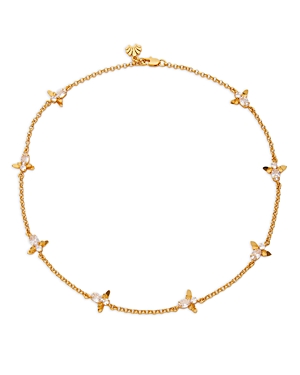 Crystal Honeybee Collar Necklace in 14K Gold Plated, 16
