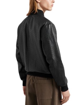 Zip Front Leather Logo Jacket