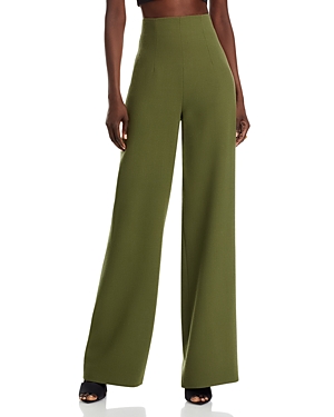 Shop Sergio Hudson Signature High Rise Wide Leg Pants In Army