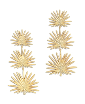 Triple Fan Palm Earrings in 18K Gold Plated