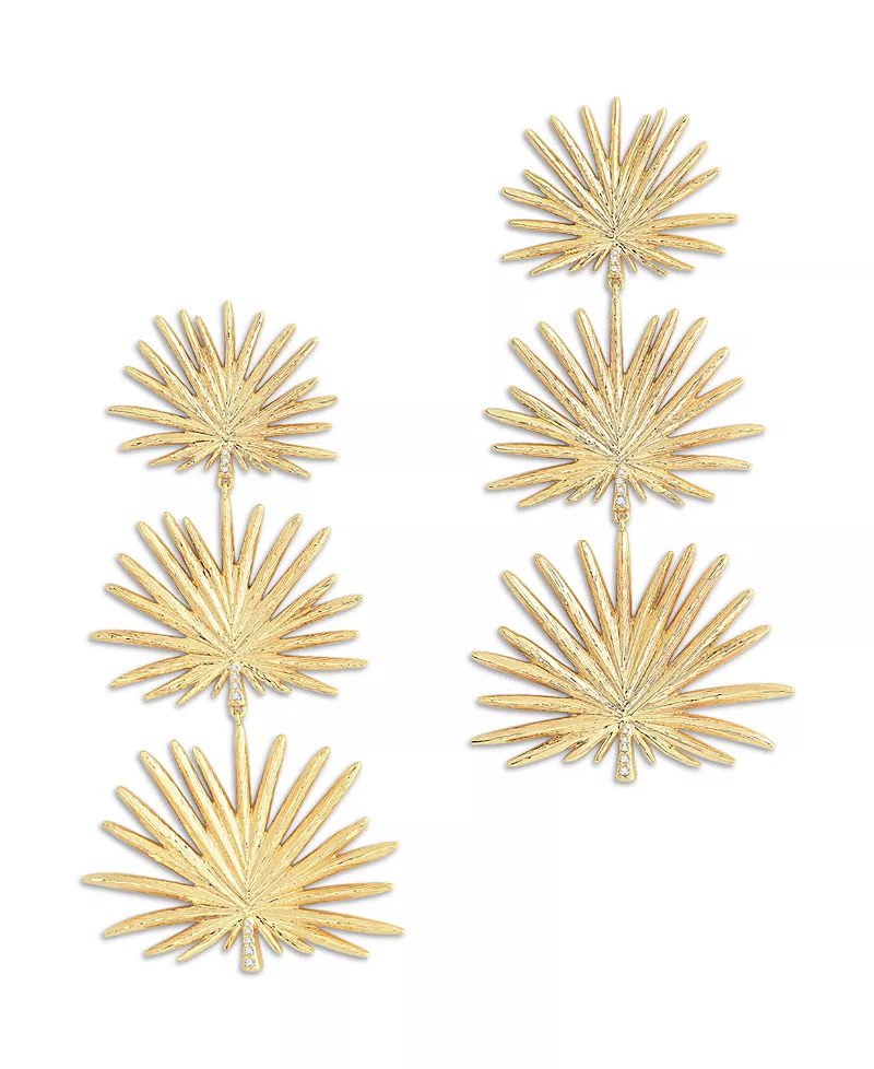 Anabel Aram Triple Fan Palm Earrings in 18K Gold Plated