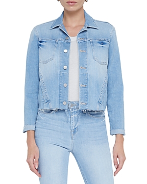 Shop L Agence L'agence Janelle Slim-fit Raw Denim Jacket In Olympia