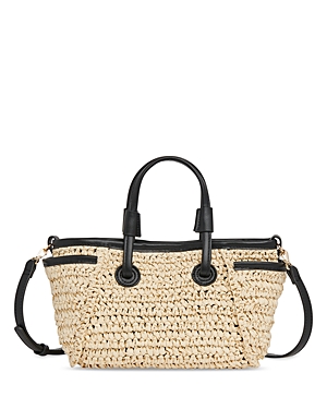 Shop Whistles Aylin Mini Straw Popper Tote In Neutral