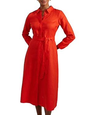 Shop Hobbs London Arabelle Linen Dress In Hibiscus Red