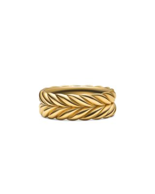 David Yurman - Men's 18K Yellow Gold Chevron Double Row Band, 9mm