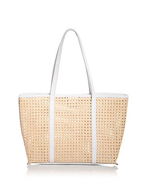 Shop Lusana Bahama Open Weave Rattan Tote In Off White