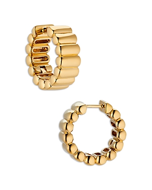 Shop Nadri Sunlight Bold Ribbed Hoop Earrings In Gold