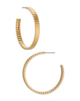 Nadri Sunlight Large Ribbed C Hoop Earrings in 18K Gold Plated