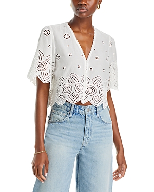 Shop Lucy Paris Loray Embroidered Shirt In White