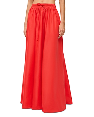 Shop Staud Eden Nylon Maxi Skirt In Red Rose