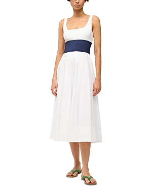 Shop Staud Rig Dress In White/navy
