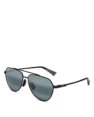 Shop Maui Jim Wai Wai Polarized Aviator Sunglasses, 59mm In Black/gray Polarized Solid