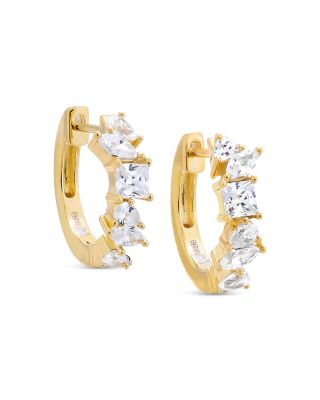 By Adina Eden Mix Stone Huggie Hoop Earrings