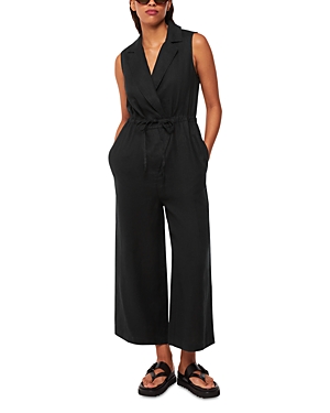 Whistles Bella Linen Wrap Jumpsuit In Black