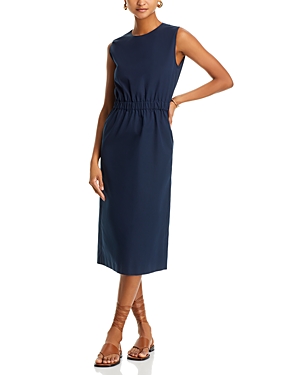 Shop Fabiana Filippi Cinched Waist Midi Dress In Blue