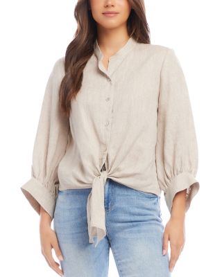 Karen Kane Linen Tie Front Blouse
