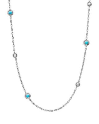 Pearl Classics Station Chain Necklace in Sterling Silver with Stone, 4mm