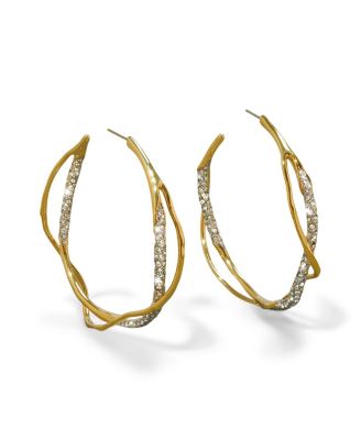 Intertwined Two Tone Pave Hoop Earrings