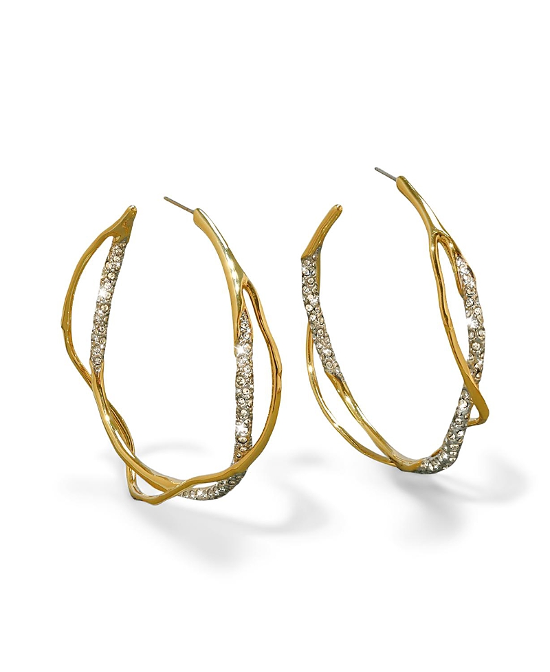 Alexis Bittar Intertwined Two Tone Pave Hoop Earrings