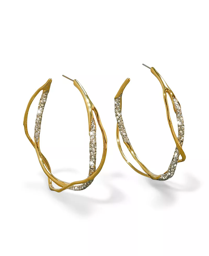 Alexis Bittar Intertwined Two Tone Pave Hoop Earrings