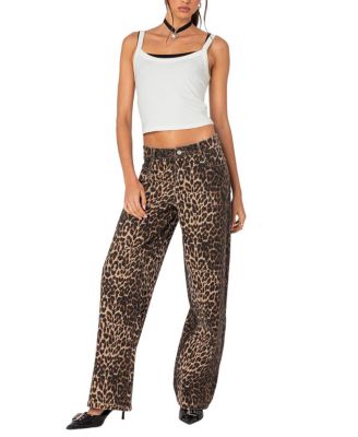 Leopard Printed Low Rise Jeans in Leopard