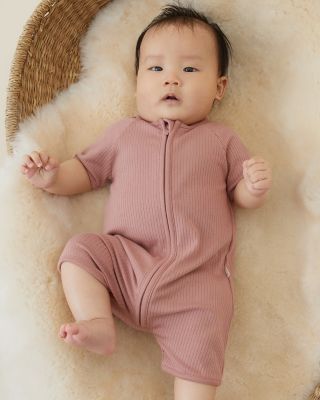 Unisex Short Sleeve Zip Romper - Baby
