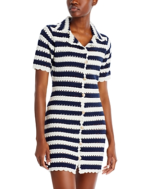 Shop Fore Crocheted Mini Dress In Navy/ivory