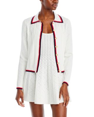 Collared Contrast Piping Cardigan - 100% Exclusive