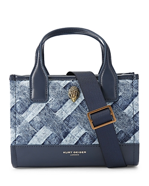 Shop Kurt Geiger Extra Small Kensington Square Tote In Navy