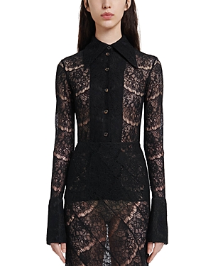 Shop A.w.a.k.e. Fitted Silk Lace Shirt In Black