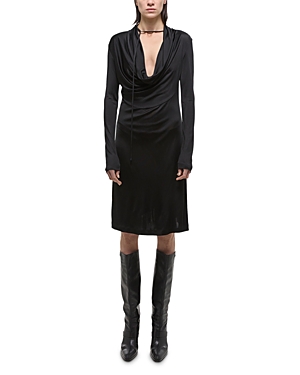 Shop Helmut Lang Cowl Liquid Jersey Dress In Black