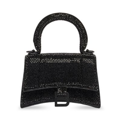 Hourglass Mini Handbag with Chain and Rhinestones