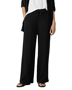 Shop Eileen Fisher Cotton Straight Drawstring Pants In Black