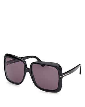Shop Tom Ford Square Sunglasses, 59mm In Black/gray Solid
