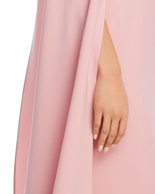 Floral Applique Asymmetric Cape Gown