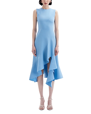 Shop Oscar De La Renta Asymmetric Hem Dress In Pastel Blue