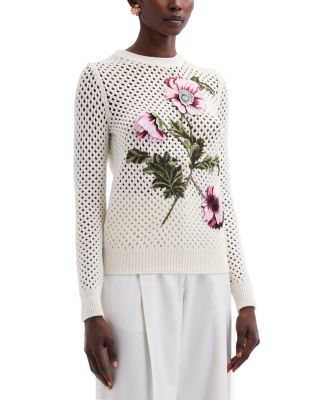 Oscar de la Renta - Embroidered Poppy Wool Sweater
