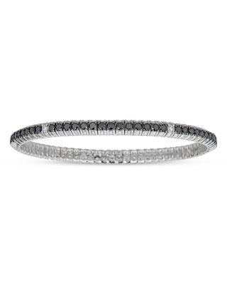 Zydo 18K White Gold Stretch Collection Black & White Diamond Stretch Tennis Bracelet